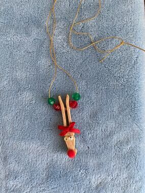 Vintage Handmade Holiday / Christmas Rudolph Necklace